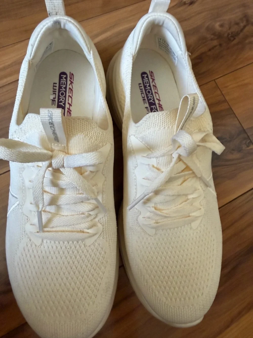 Skechers women’s Cream Knit Memory Foam Sneakers